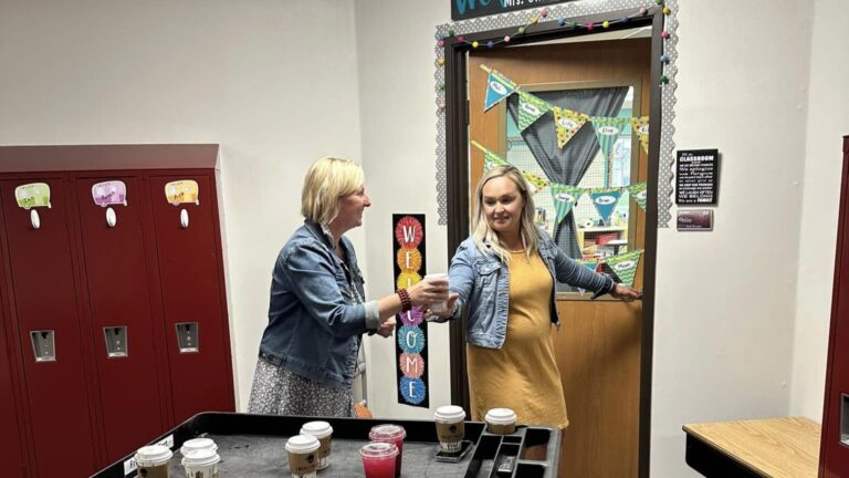 OGPO South members delivering coffee to teachers and staff on the first day of school.